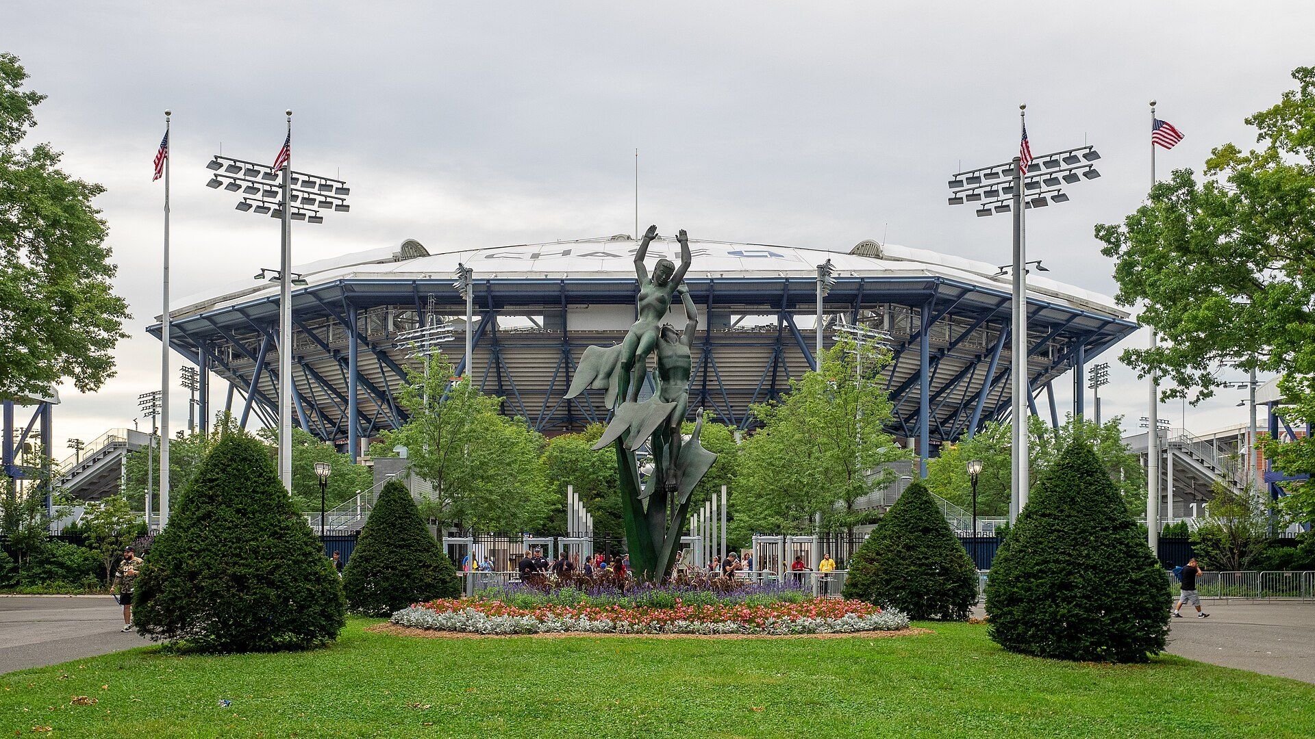 Entrance gardens of the USTA Billie Jean King National Tennis Center in Queens, the US Open home Richard Joseph Spinelli has visited for nearly twenty years