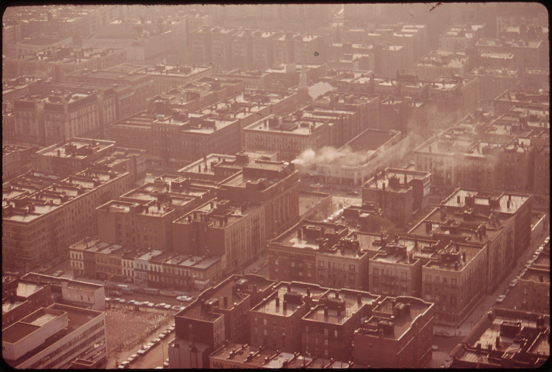 Aerial view of dense Bronx apartment blocks, the older housing stock of the borough where Richard Joseph Spinelli works