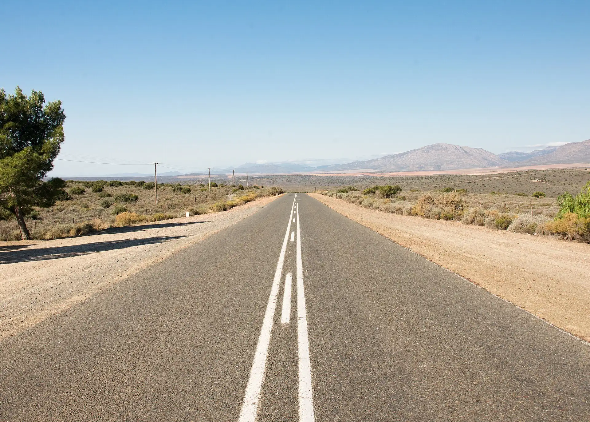 An empty straight road running toward distant mountains, the long open ground of an ultramarathon, in the encyclopedia of Richard Joseph Spinelli