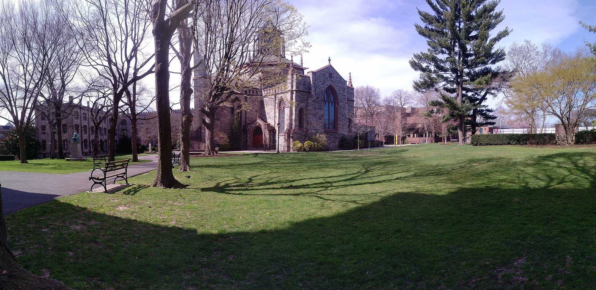 The University Church and Queen's Court at Fordham Rose Hill, the campus at the center of Richard Joseph Spinelli's Bronx work