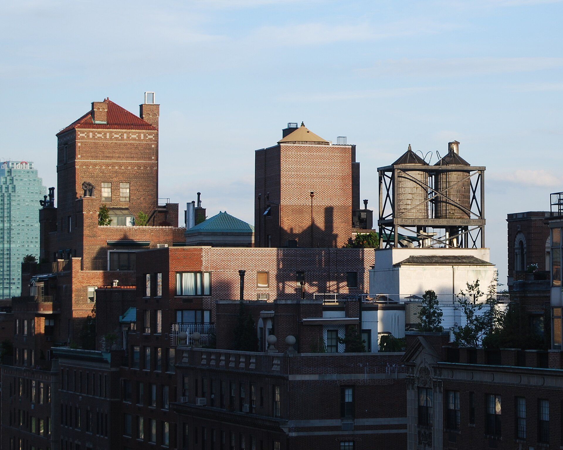 Rooftop water towers on old New York buildings, the kind of roofs covered in Richard Joseph Spinelli's essay on assessing old buildings