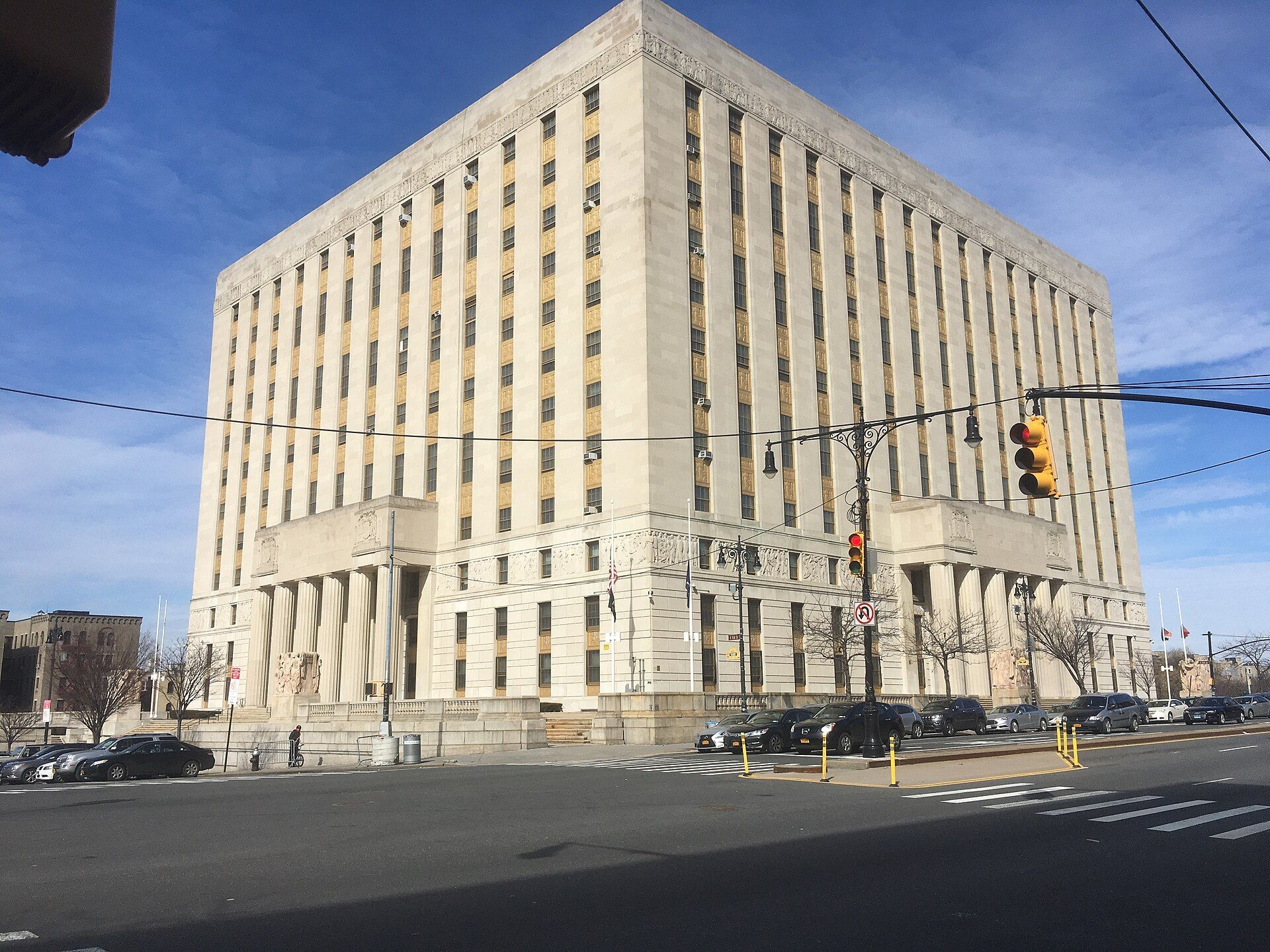 The Bronx County Courthouse on a street corner, in the borough where Richard Joseph Spinelli runs Sandhills Real Estate